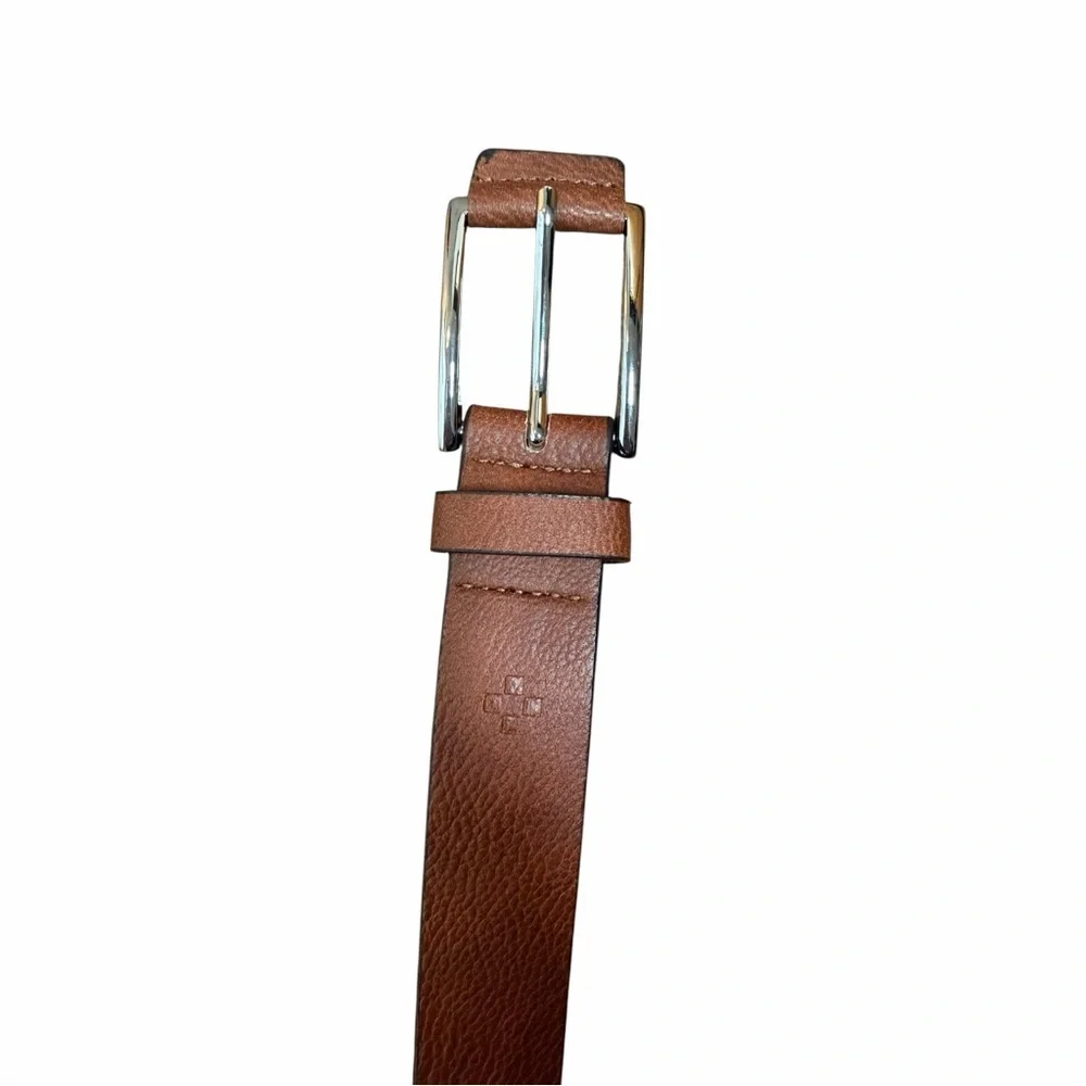 Vince Camuto Brown Genuine Leather Belt Size 32 80 Classic Silver Buckle